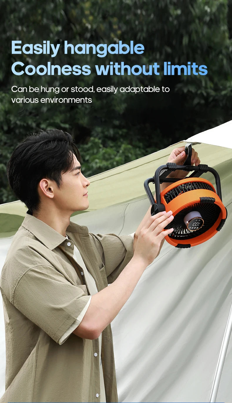 Rechargeable Camping Fan with LED Light