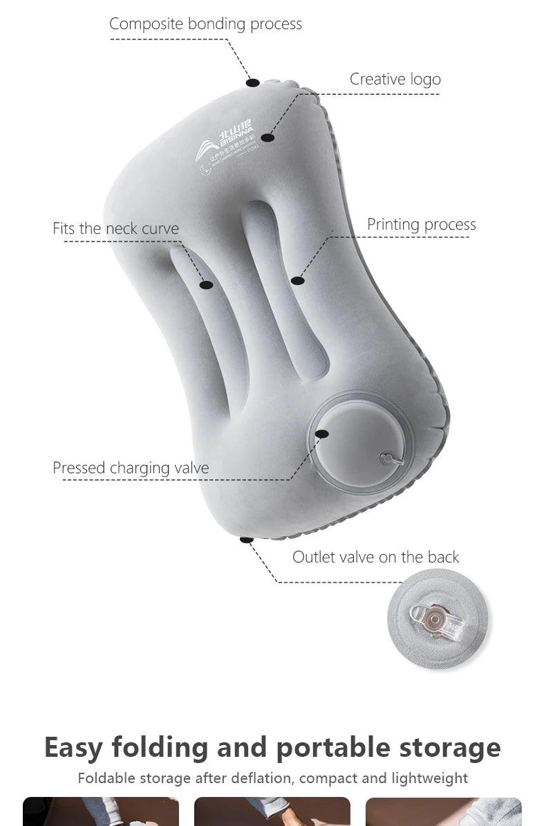 Inflatable Camping Pillow with Built-In Pump