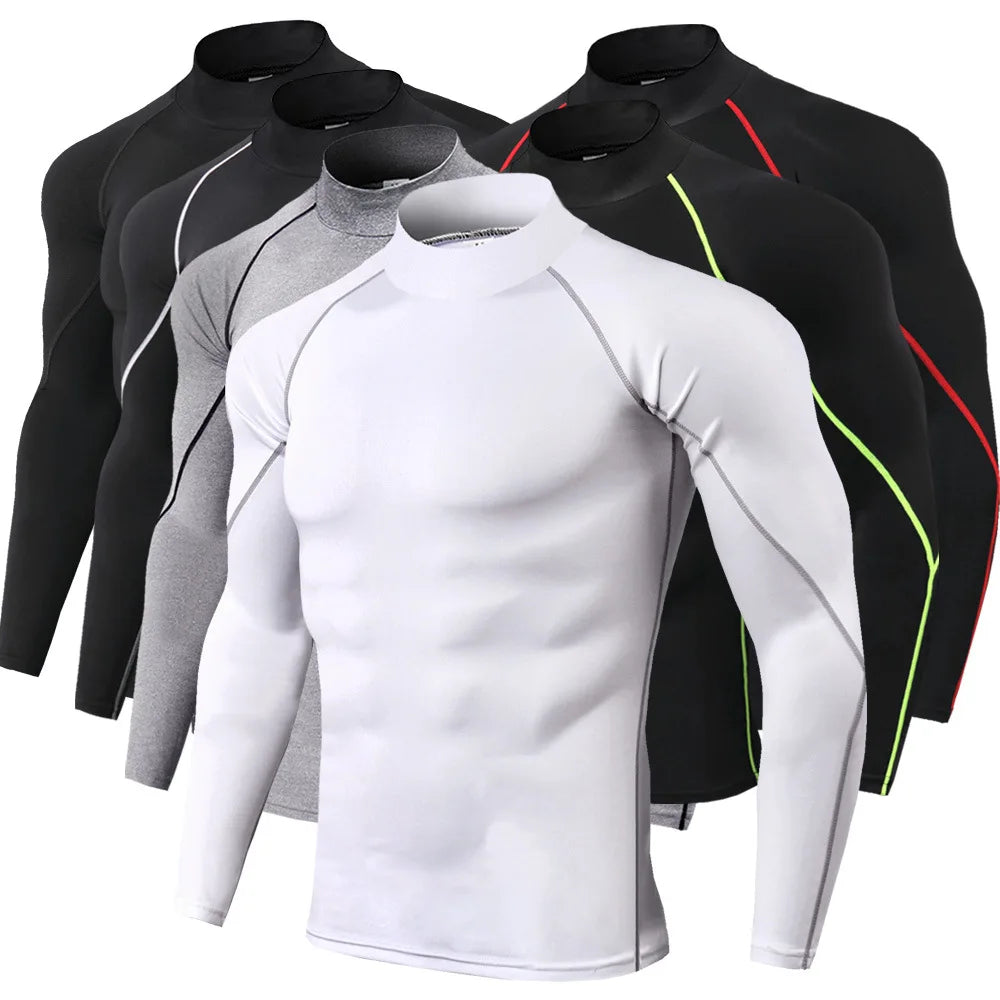 Mens Quick Dry Compression Shirt, Long Sleeve Gym Top