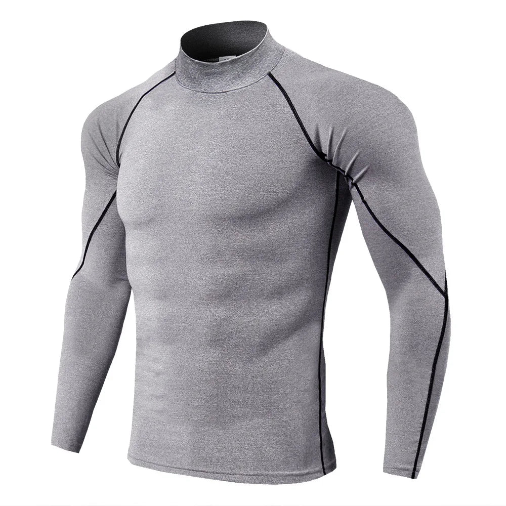 Mens Quick Dry Compression Shirt, Long Sleeve Gym Top