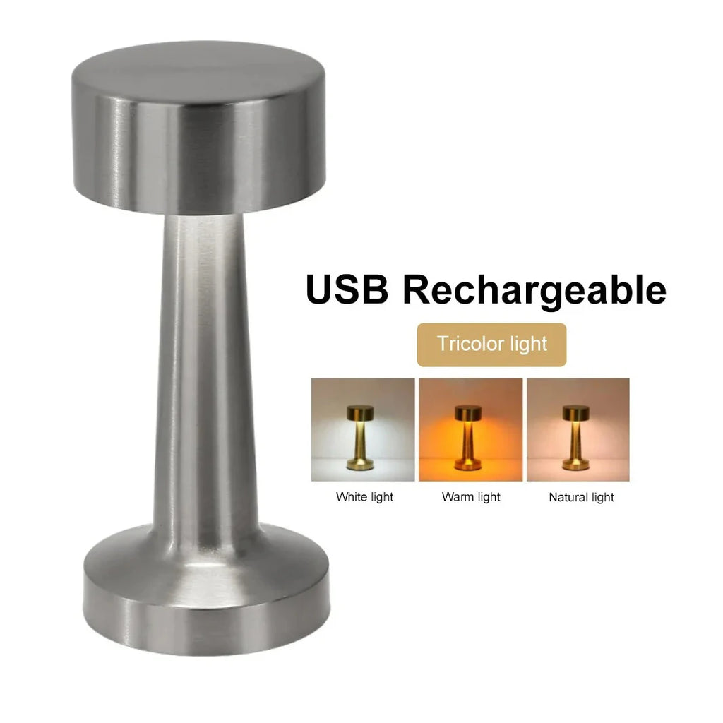 Table Lamp – Cordless Rechargeable LED Touch Lamp, Dimmable Metal Bedside & Dining Table Lamp