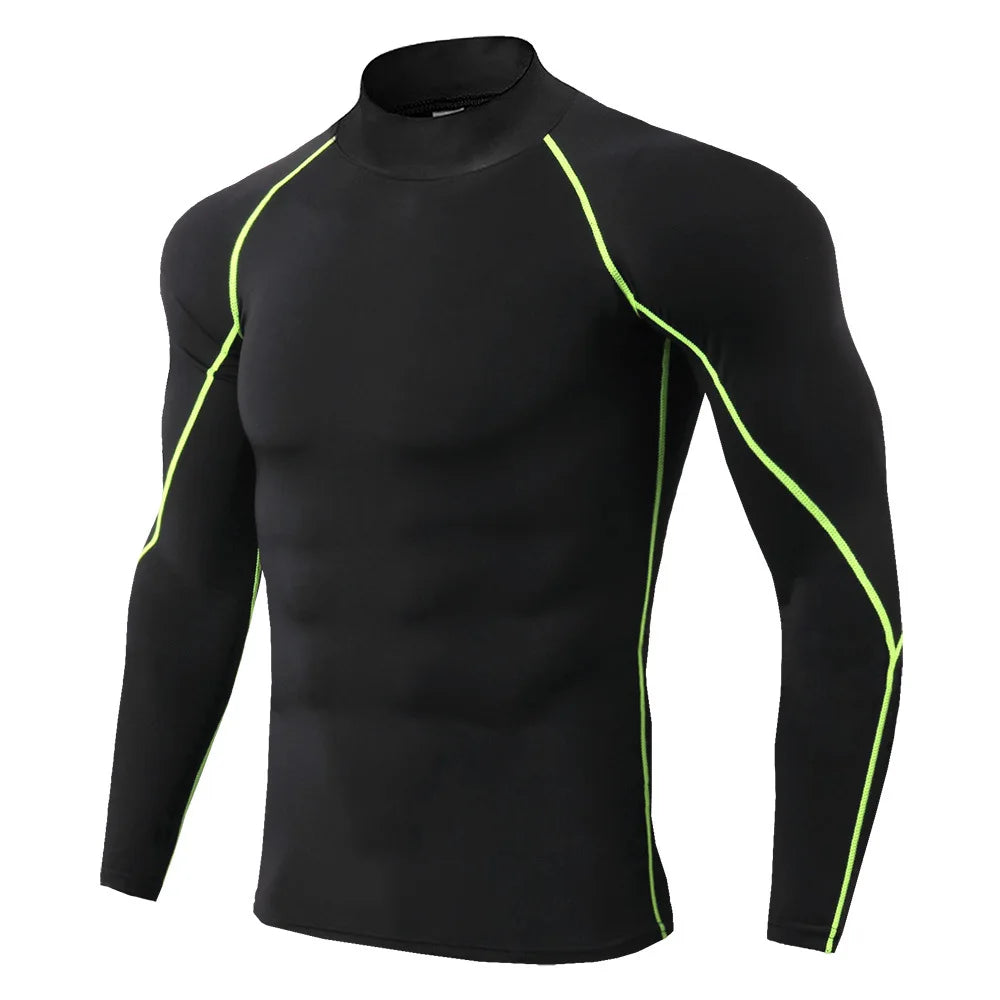 Mens Quick Dry Compression Shirt, Long Sleeve Gym Top