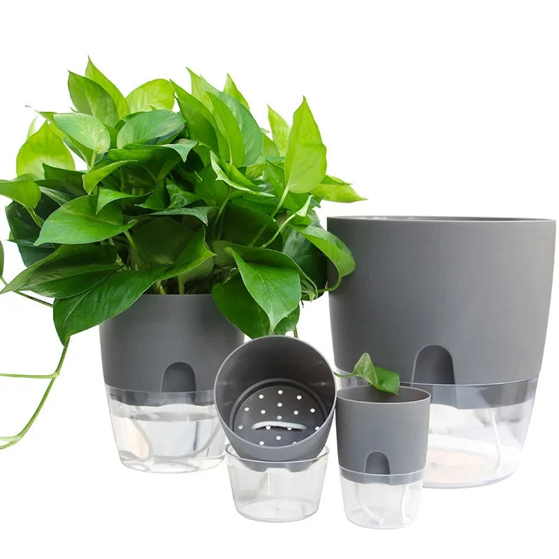 Self-Watering Plant Pot – Indoor Planter with Water Reservoir, Self Watering Pot for Herbs & Houseplants